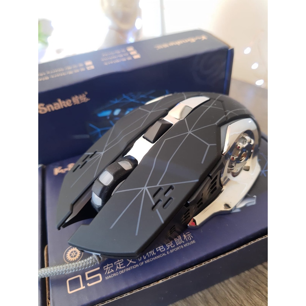 Mouse Gamer Com Fio Para Jogos Rbg Profissional K-snake Q5 Game 6 Botões Ergonômico Dpi 3200