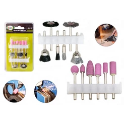 Kit Jogo De Pontas Montadas Com Escovas 12 Pçs 1/8Pol. Para Micro Retífica Profissional