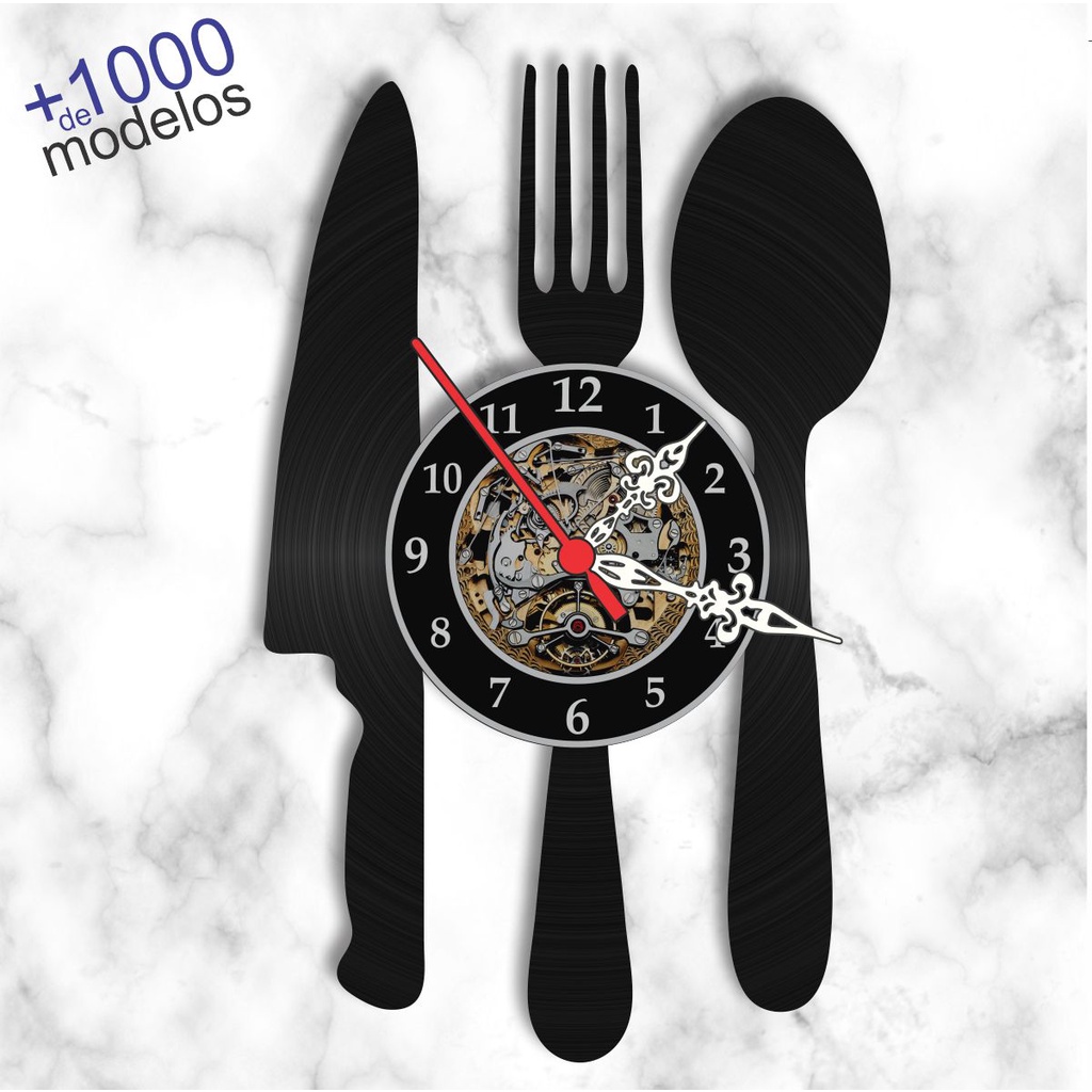 Relógio Parede Cozinha Garfo Faca Colher Vinil Lp Decoração em Oferta na Shopee