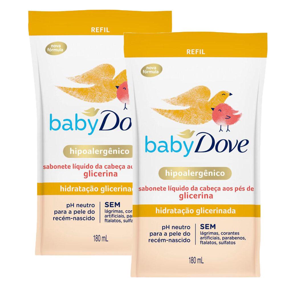 Kit 2 Sabonetes Líquido Baby Dove Hidratação Glicerinada 180ml Refil em Oferta na Shopee