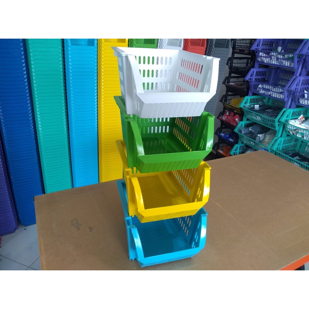 Caixa Plástica Expositora Empilhável Mini Cesto 4 Pçs em Oferta na Shopee