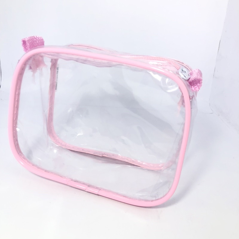 MINI necessaire transparente e ROSA 15x12 para maquiagem - maternidade - esmalte - para viagem - multiuso