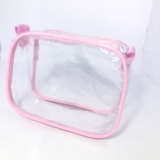 Mini Necessaire transparente e ROSA 15x12 para maquiagem - esmalte - maternidade - para viagem e multi uso