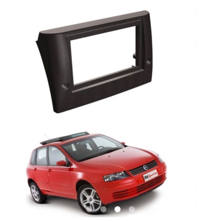 Moldura Painel Fiat Stilo 2 Din Preta + Moldura Intermediaria