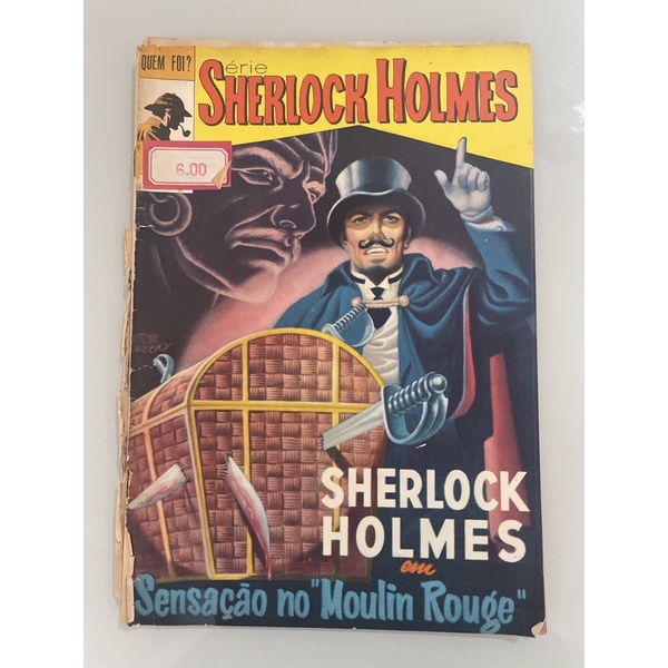 Gibi raro com capa descolada frente e verso Sherlock Holmes em Sensação no Moulin Rouge detetive suspense