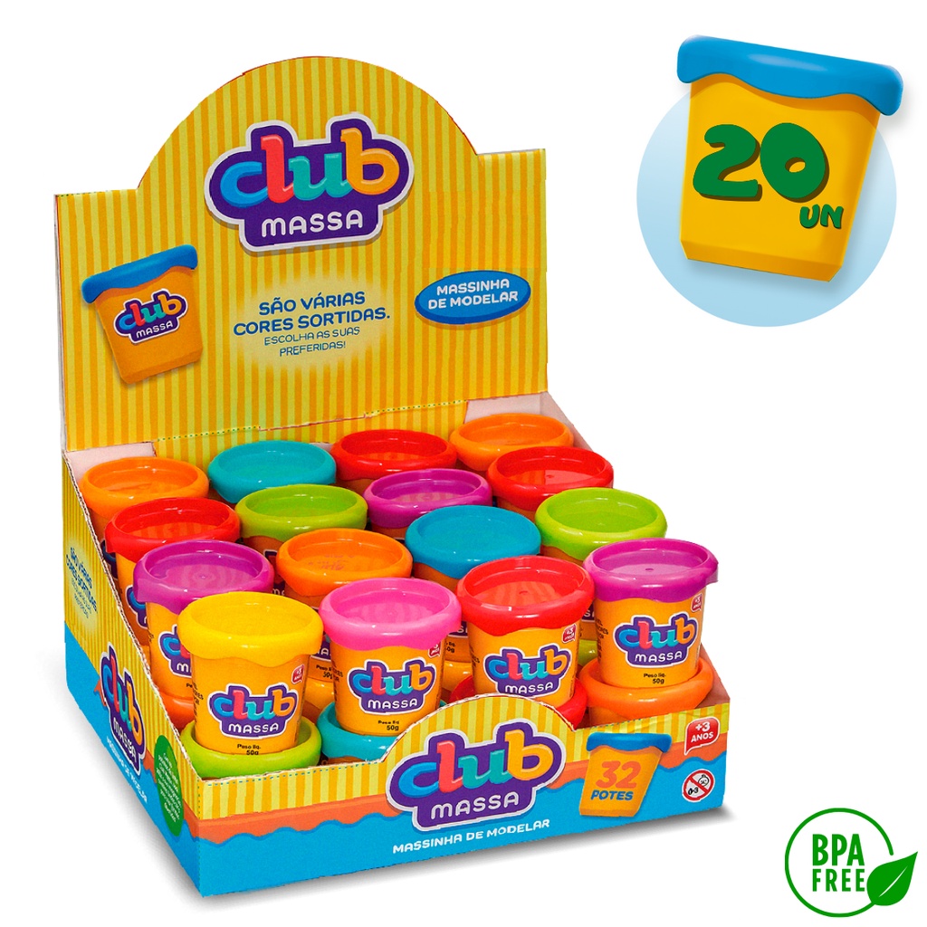 Kit 20 Potinho Potes De Massinha Massa De Modelar Divertoys