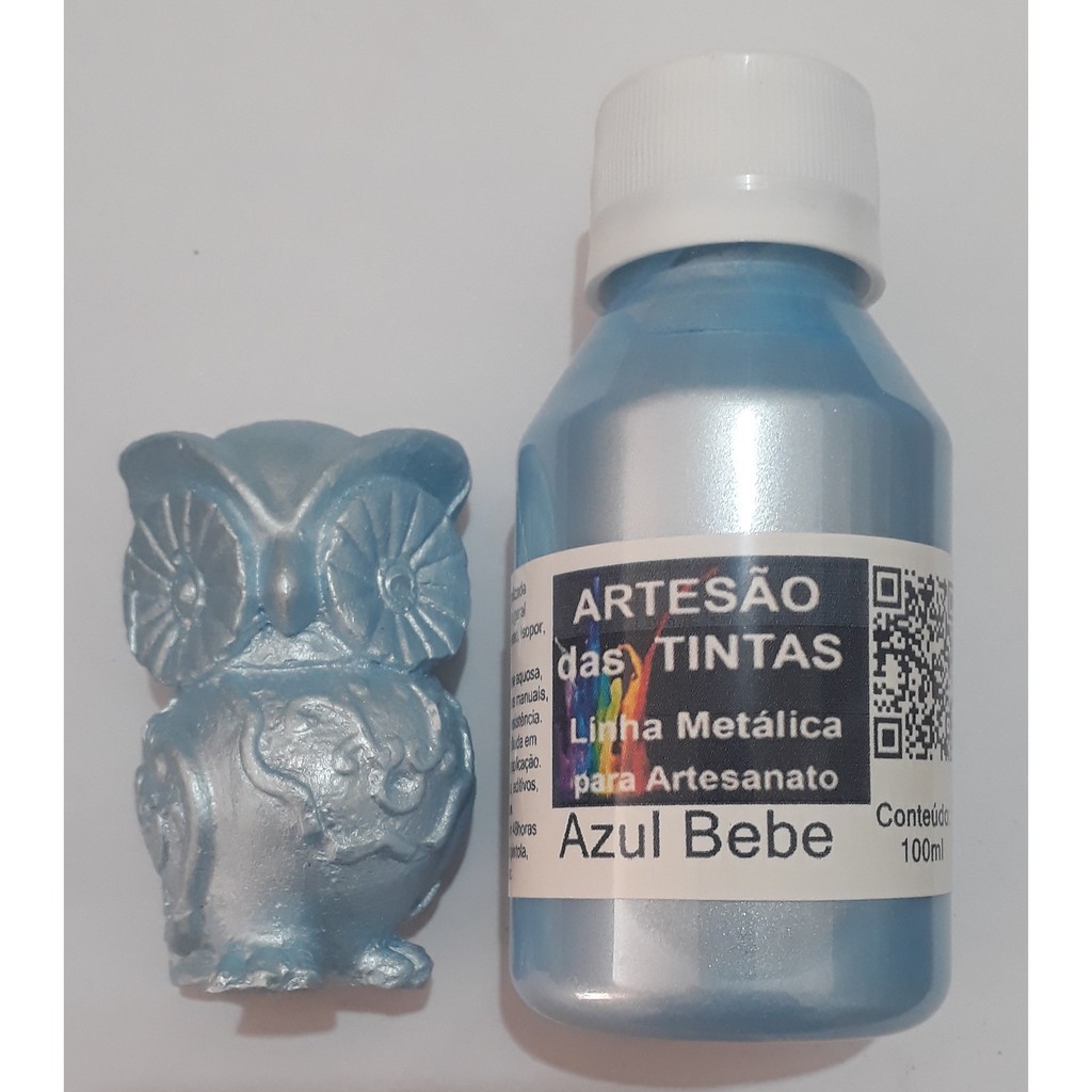 Tinta Metalica Azul Bebe Tinta Para Arte E Artesanato Gesso 500ml Shopee Brasil