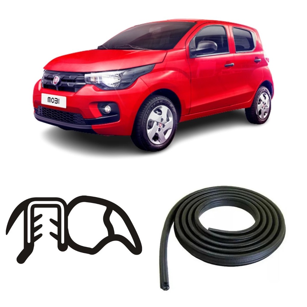 BORRACHA DE PORTA TRASEIRA PRETA ESTRIADA FIAT MOBI em Oferta na Shopee