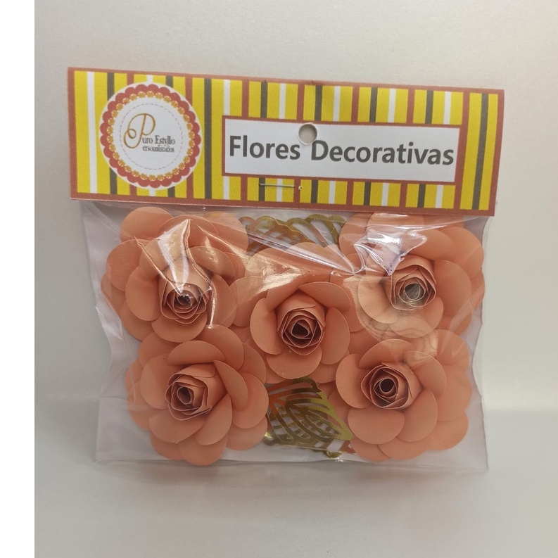 Flores de papel na cor salmão para Bolos, caixas e lembrancinhas | Shopee  Brasil