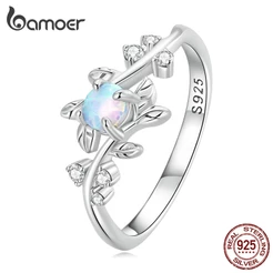 Bamoer Anel De Dedo De Prata 925 E Opala Para Mulheres Moda Simples Presentes De Joalheria