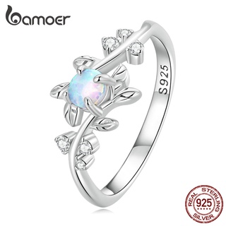 Bamoer Anel De Dedo De Prata 925 E Opala Para Mulheres Moda Simples Presentes De Joalheria