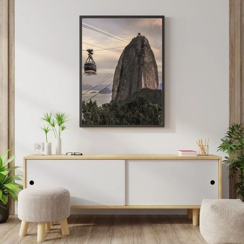 Quadro decorativo Pão De Açucar Bondinho Rio De Janeiro Moldura Caixa TokQuadros