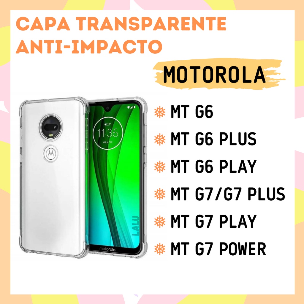 Capinha transparente anti impacto motorola moto g6 g6 plus g6 play