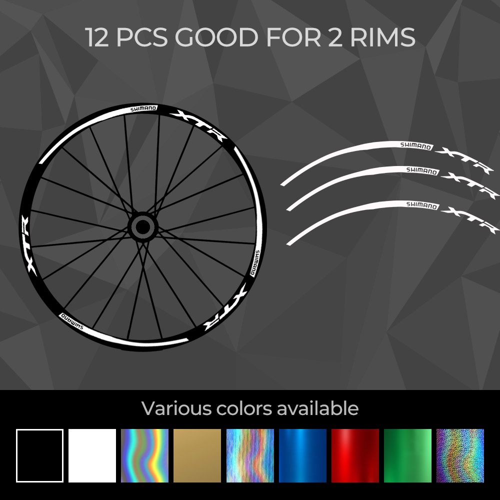 Shimano Xtr Mtb (8 Ou 12 Peças) Adesivo Holográfico De Aro De Roda Decalque De Vinil Para Mountain Bike E Bicicleta De E