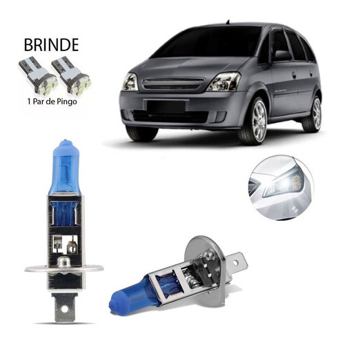 2 Lampada Super Branca 8500k Farol Alto Gm Meriva 2001-2018