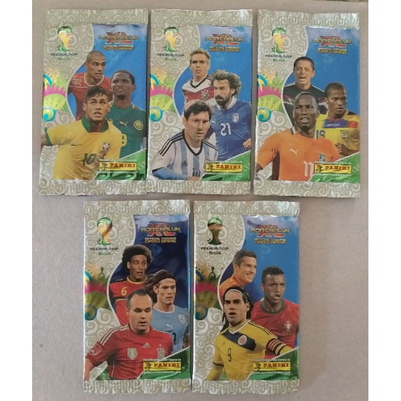 5 Envelopes de Cards - Diferentes  Lacrados - Álbum Copa do Mundo FIFA Brasil 2014 - Messi, Neymar - Made Italy - Panini