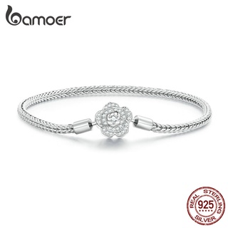 Bamoer Pulseira De Prata Rosa 925 Moda Presentes Para Mulheres