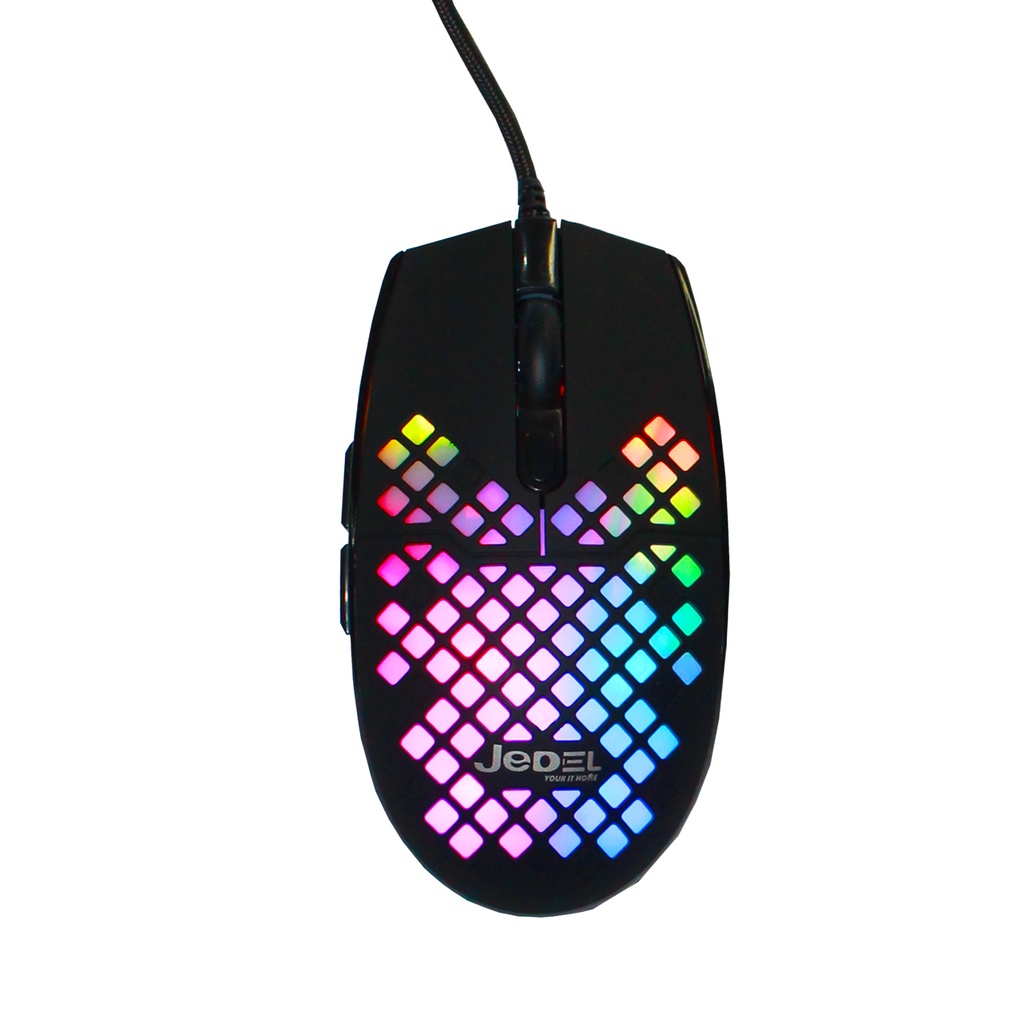 Mouse Gamer Para Jogos 6.400 DPI Óptico com LED RGB USB super Leve Furado GM1150