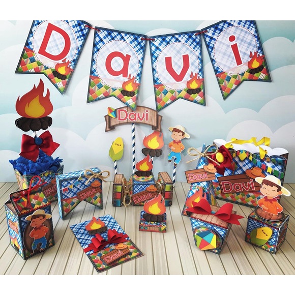Kit Caixinhas Lembrancinha Personalizada Festa Junina Menino e Menina Aniversario Festa Infantil