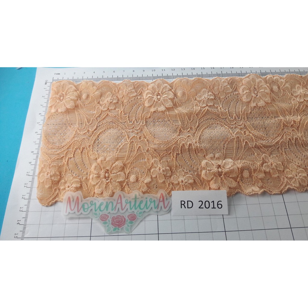 Renda com elastano - o metro - 12,5 Cm Larg - Salmão 	2016 00131Q3