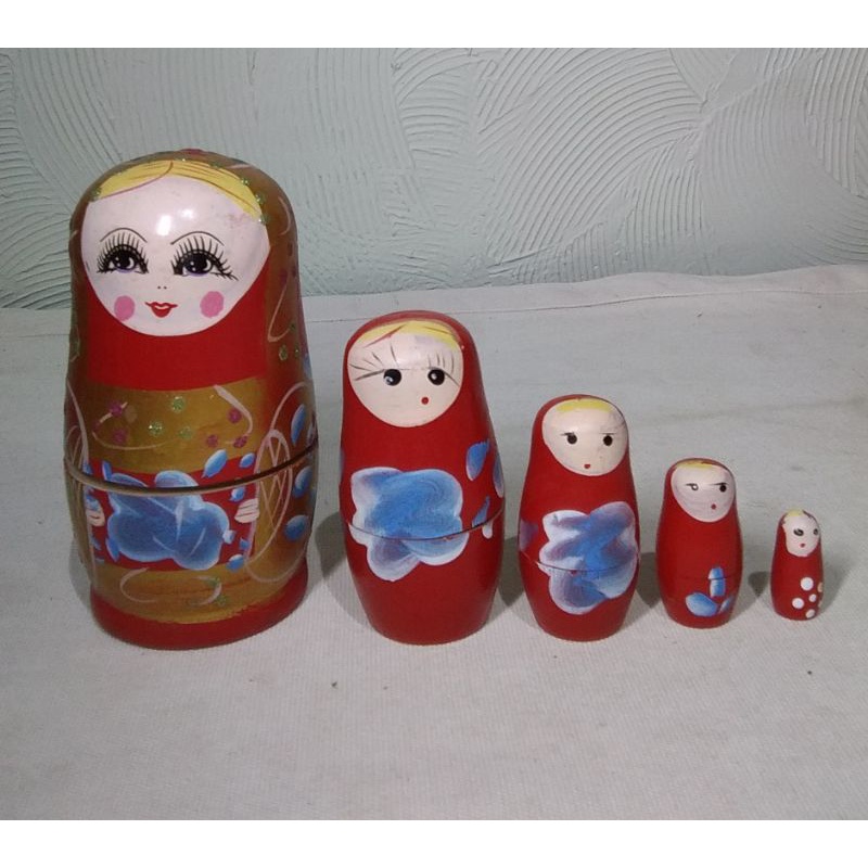Boneca de Madeira Matrioska Russa 12cm com 05 bonecas Decorativa ver Descrição