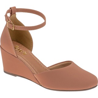 Sandalia Nude Feminina Salto medio Anabela Confortavel 1517 em Oferta na Shopee