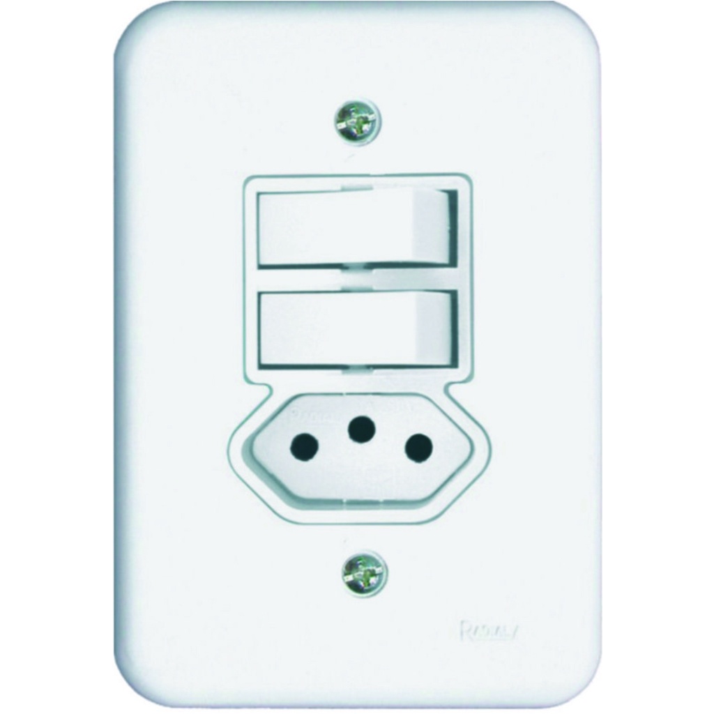 2 Interruptores Simples + Tomada 2P+T 10a Linha Pollar Radial em Oferta na Shopee