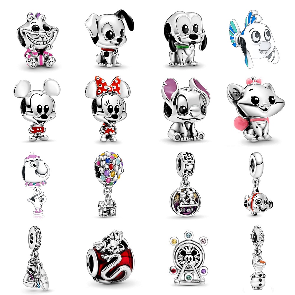 Panjia Série De Acessórios De Encanto Novo Fit Charms et Silver Disney Mickey Minnie Charm Beads Presente De Casal DIY p0110