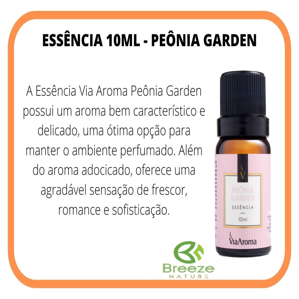 Essencia PEONIA GARDEN 10ML VIA AROMA - Para Aromatizador Difusor Eletrico  de Ambiente | Shopee Brasil