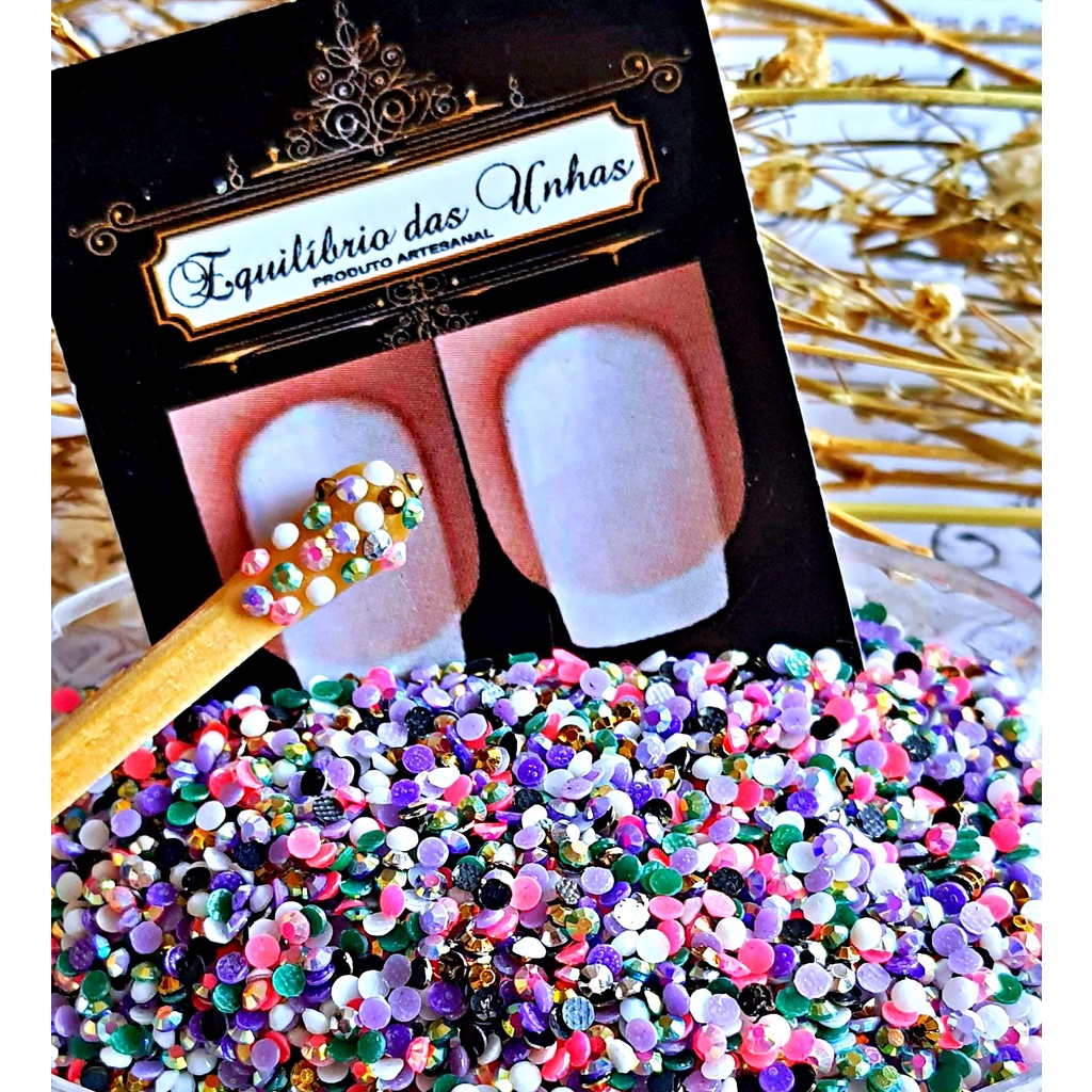 Strass Nude Resina Mix 2mm, ss6 (aprox 600un) Pedras para unhas acessórios nail pedrarias joias decoração aplique make