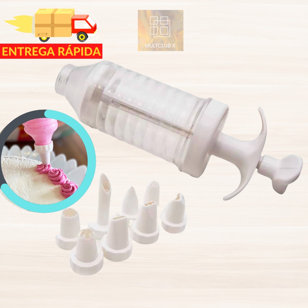 Kit Confeiteiro Para Decorar Bolos E Doces Com Bisnaga Bicos Branco