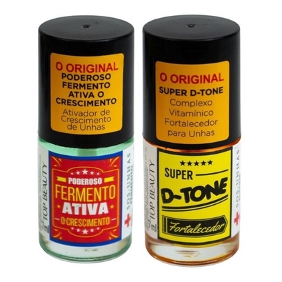 Kit Base D-tone Fortalecedor + Base Fermento Sos Unhas Top Beauty