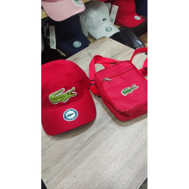 Kit Bolsa Shoulder Bag + Boné Lacoste Big Croc Diversas Cores