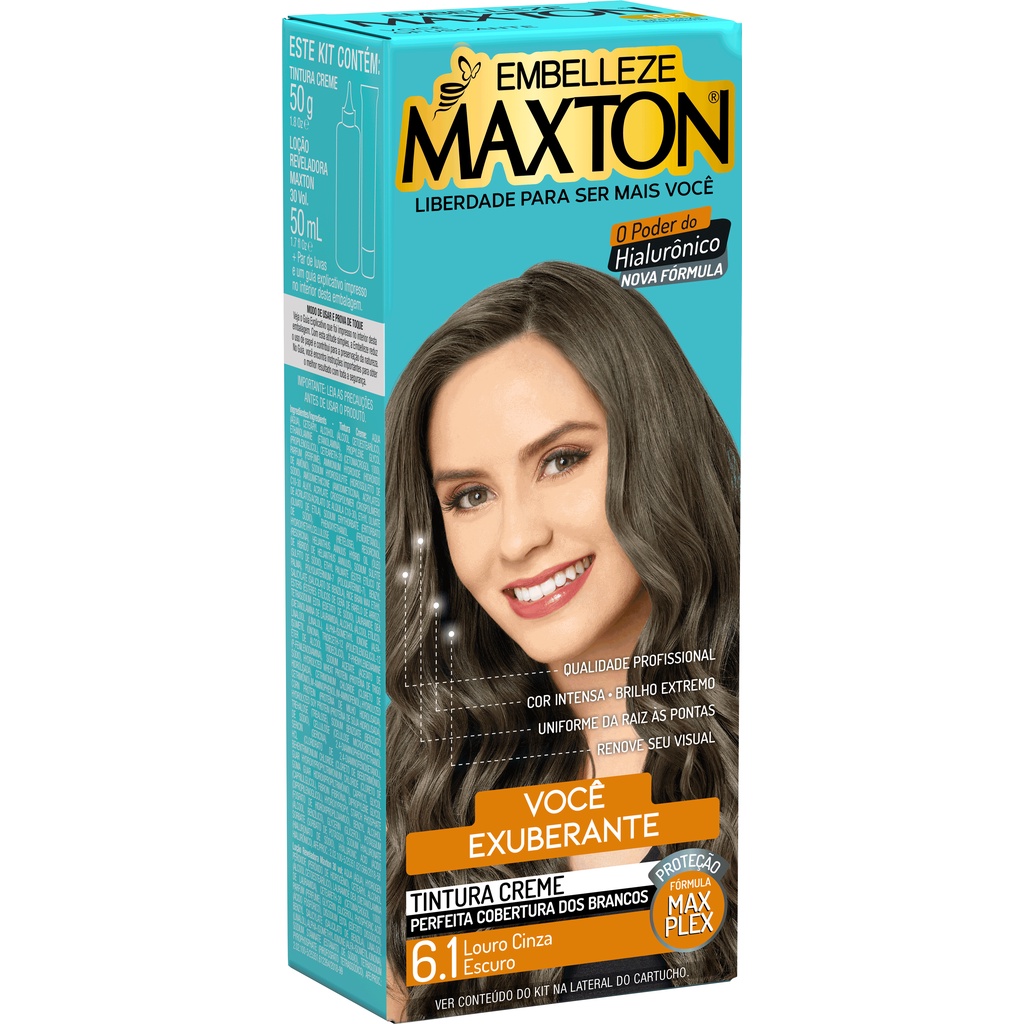 Tinta de Cabelo Maxton Loura Exuberante Louro Cinza Escuro 6.1 em Oferta na Shopee