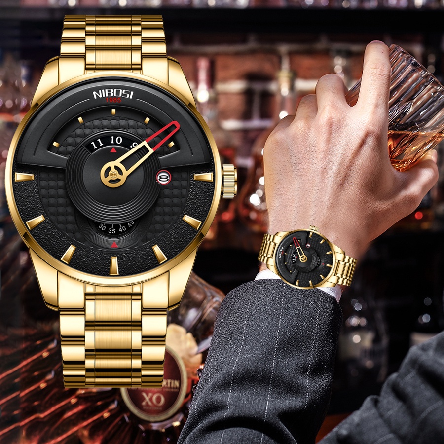 NIBOSI 2509 Marca De Topo Relógio De Luxo Moda casual Aço Inoxidável Dos Homens Quartzo À Prova D'água