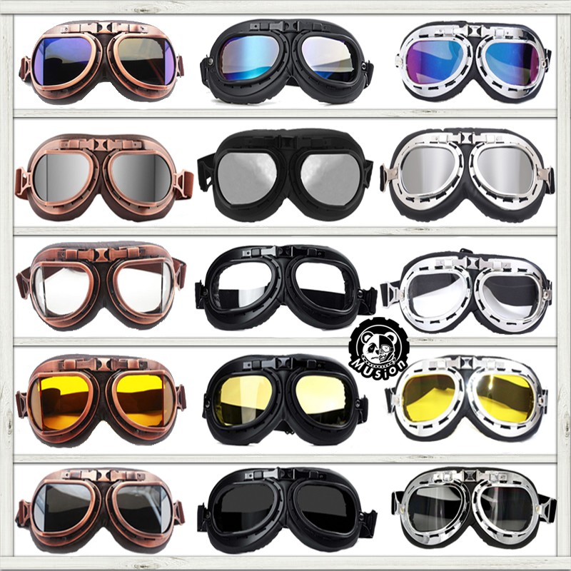 Musion Óculos Moto Retro de Piloto Óculos Motociclista Óculos Clássicos Vintage para Capacete Adequados para Motonetas, ATV e Motocross