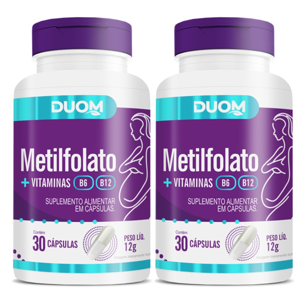 Combo 2 Metilfolato Com Vitaminas B6 E B12 Com 30 Cápsulas Cada Frasco - Duom