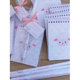 Kit Bloco e lápis 20 unidades- Lembrancinha de maternidade e aniversário
