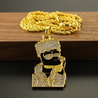 Colar De Ouro 24K Amarelo Zircônio Pingente Acessórios De Moda Masculina E Feminina