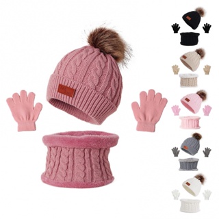 3PCS Kids Hat Scarf Gloves Set Winter Beanie Com Luvas De Lenço De Inverno Velo Quente De Malha Grossa Forrado Para Meninas De 1-5 Anos Toddler em Oferta na Shopee
