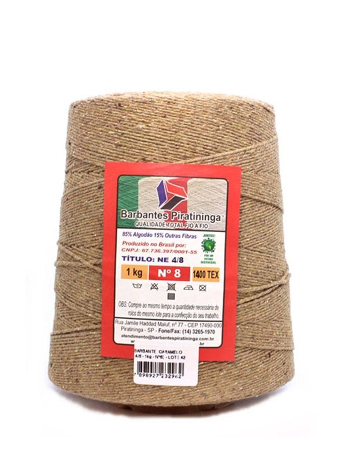Barbante Piratininga 1Kg Número 8 Cor Caramelo crochê tricô tear artesanato macramê amigurumi