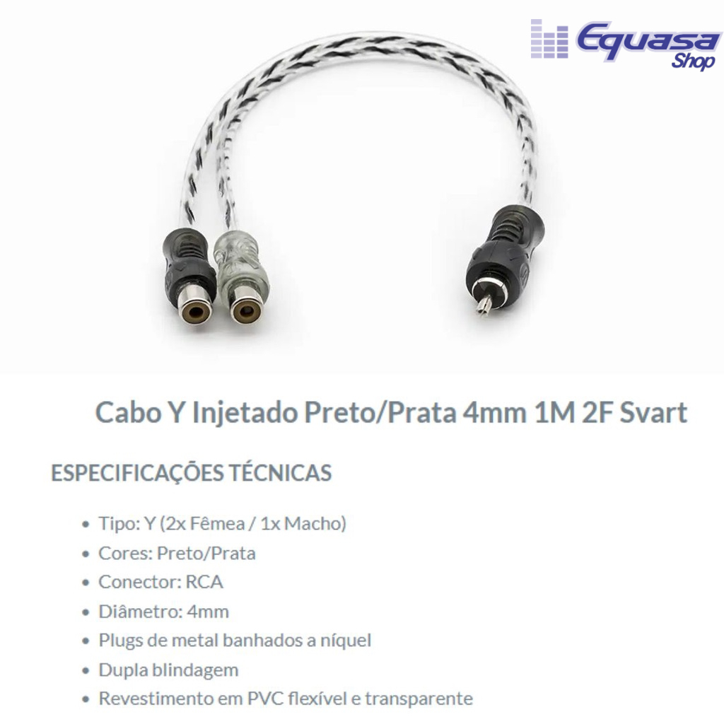 Cabo Rca Y 2 Femea 1 Macho Blindado Flexível