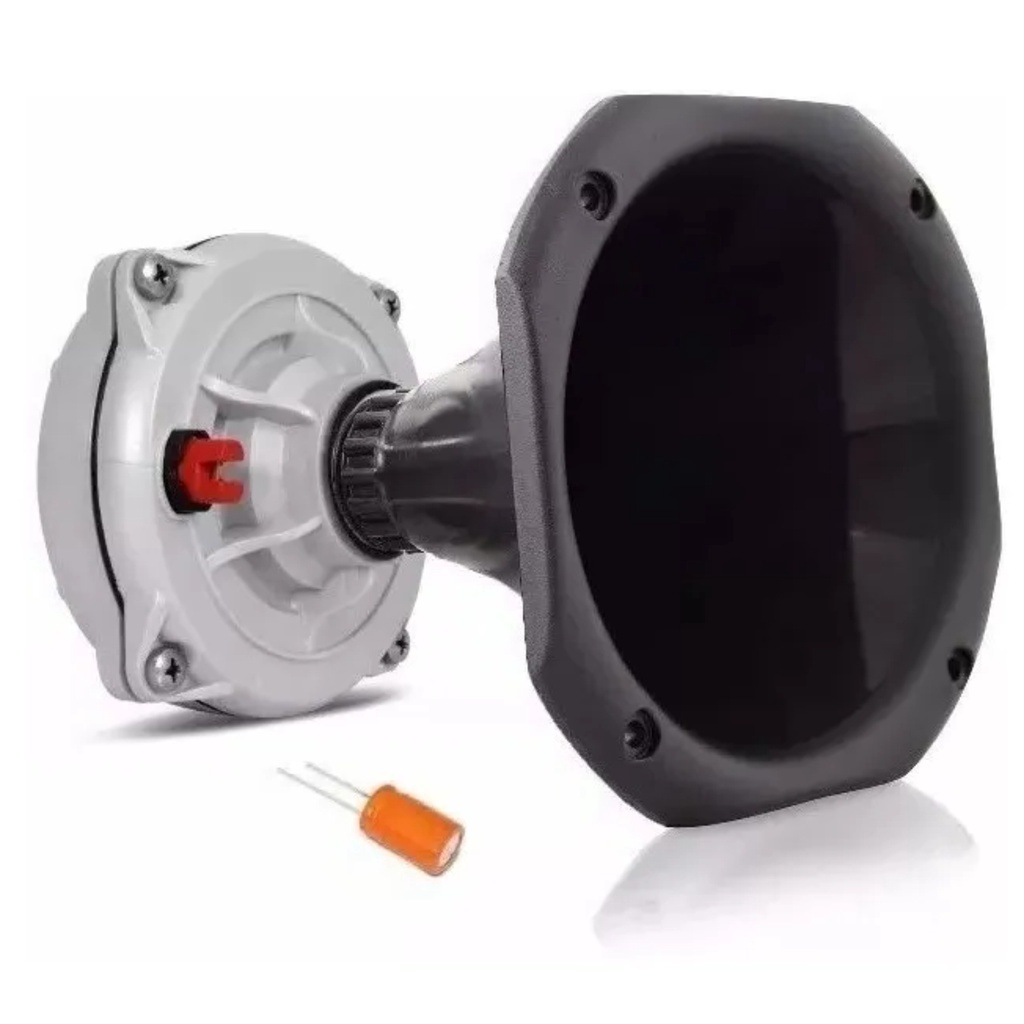 Kit Som Automotivo Com 1 Driver D250X Musicall 200W 1 Corneta Curta e 1 Capacitor