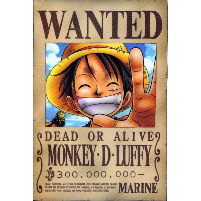 Poster One Piece Tamanho Grande A3 Cartaz De Cinema  - Quadro Cartaz Procurados One Piece