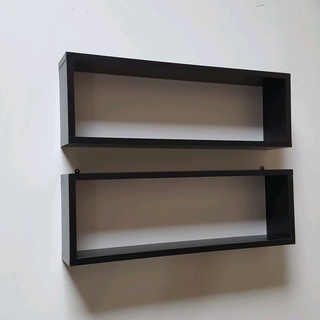 Kit 02 Nichos MDF Retangulares 50x25cm Preto 15cm profundidade Decoração Sala Quarto Banheiro Livros Madeira Organizador Parede Fotos Salão Expositor