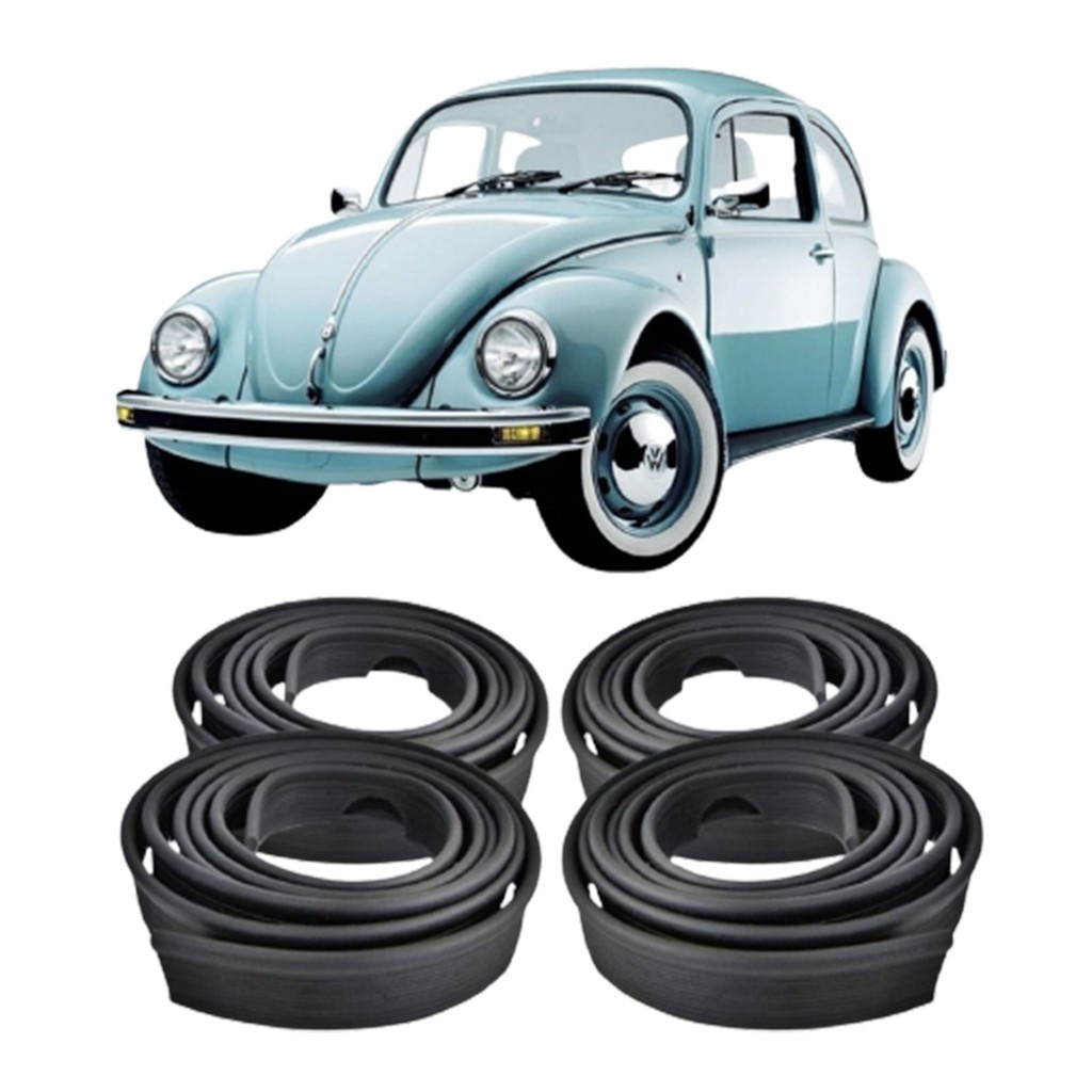 KIT Borracha Chassis Galão Debrum Paralama Fusca Todos Preto em Oferta na Shopee
