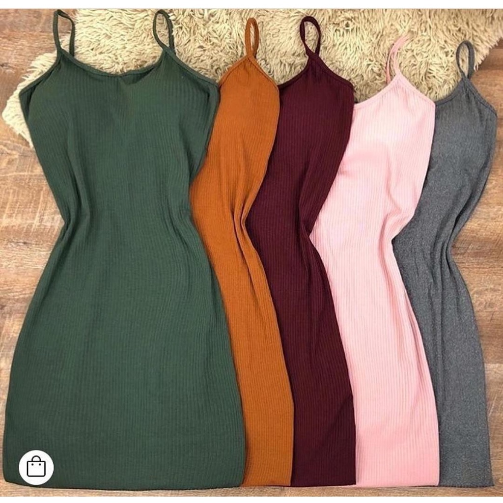 Kit 5 Vestido Feminino Tubinho Canelado Varias Cores em Oferta na Shopee