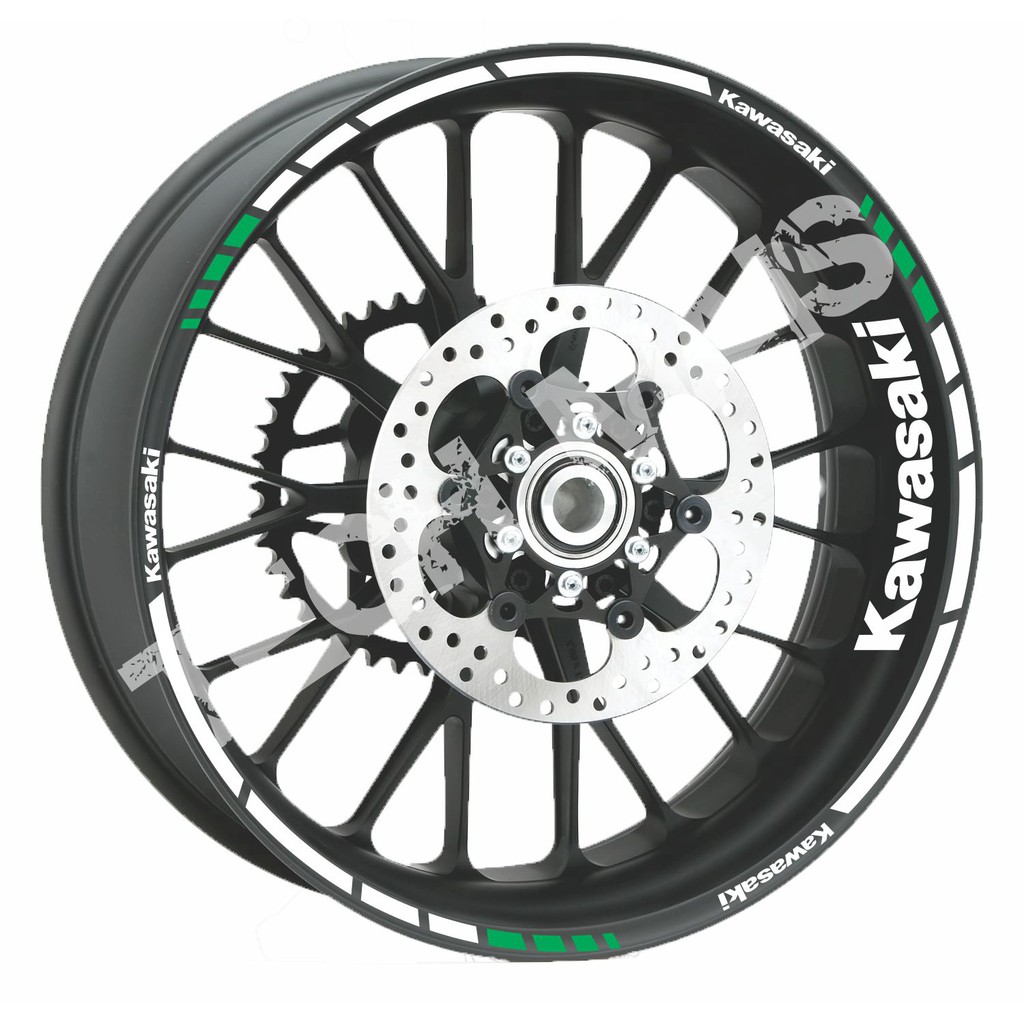 Kit de Friso Fita Refletivo para roda de moto Kawasaki  Z300  Z1000  Z650 Z750  ER-6n  ninja 250R  Ninja 650  Z800  Z900   Versys  Z400 ZX-14R ZX-12R ZX-3R Vulcan