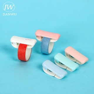 JIANWU Simples Criativo Washi Fita Cortador Clipe Cor Sólida Dispenser Organizador Escola Escritório Papelaria Portátil