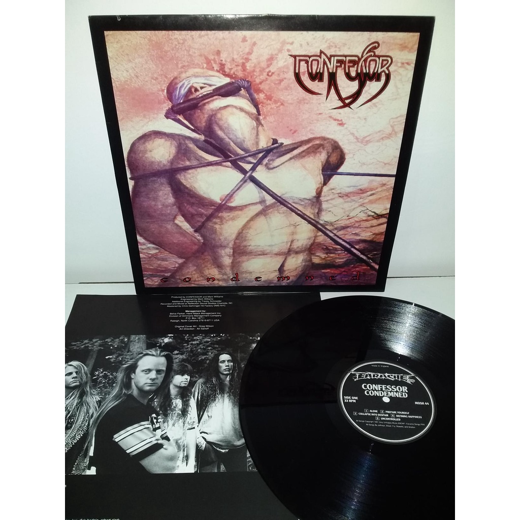 LP Confessor ‎– Condemned. ( Cathedral, Atheist, Paradise Lost, Nocturnus, Entombed, Morbid Angel, Pestilence )